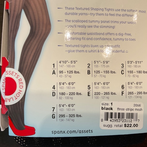 #56,57 NWT ASSEST TEXTURED THREE-STRIPE MESH TIGHTS COLOR: BLACK. SIZE: 1 - Picture 3 of 3